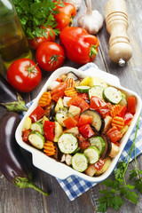 Grilled chicken with vegetables on the table