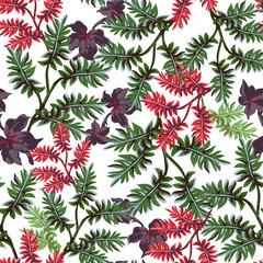 seamless pattern of exotic leaves - 90769336