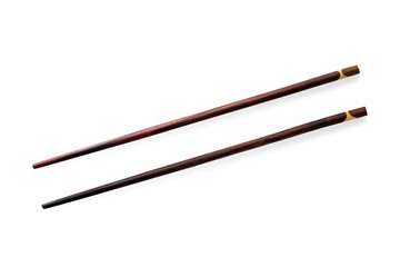Wooden chopsticks, isolated on white background