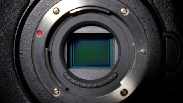 An extreme closeup of a camera's sensor.