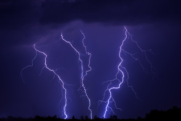 Thunderstorm lighting strikes