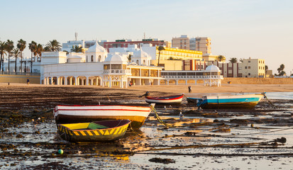 Boats at Caleta beach in  Cadiz - Powered by Adobe