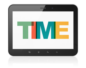 Timeline concept: Tablet Computer with Time on  display