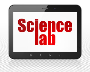 Science concept: Tablet Pc Computer with Science Lab on display
