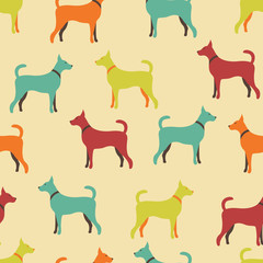 Obraz premium Animal seamless vector pattern of dog silhouettes