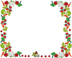 Hand drawn border with color vegetables.