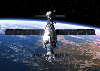 Space Station Orbiting Earth © 3dsculptor