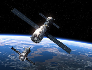 Spacecraft And Space Station © 3dsculptor