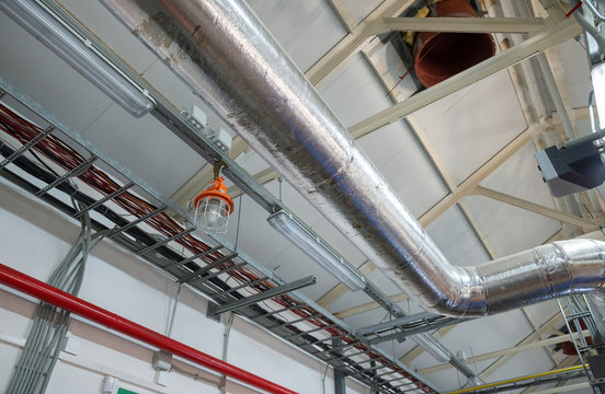 New pipeline and cable tray on ceiling