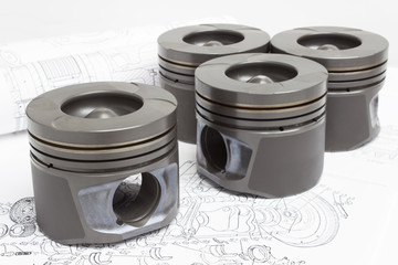 Pistons and connecting rods lie on the plane of the crank mechanism of an internal combustion engine