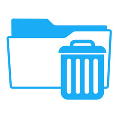 Icono aislado expediente simbolo cubo basura azul