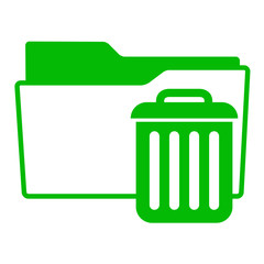 Icono aislado expediente simbolo cubo basura verde