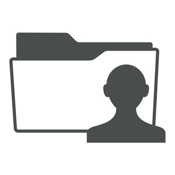 Icono aislado expediente simbolo usuario gris