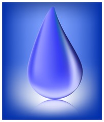Fototapeta premium Blue realistic vector water drop on blue background.