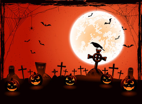 Halloween background with Pumpkins