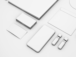 Set of white mockups on white background