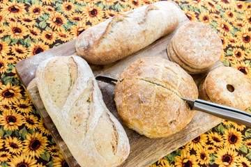 assortment of fresh baked breads