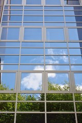 Glass facade of modern office building