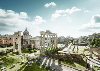 Fototapeta na wymiar Roman ruins in Rome, Italy