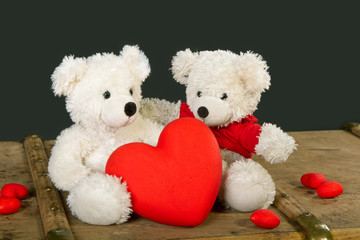 Ein Teddybär verschenkt sein Herz für Liebe und Frendschaft.