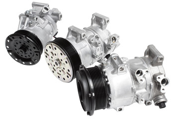 Three different air conditioning compressor for different car engines