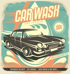 Retro car wash poster design