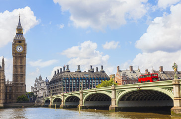 Obraz premium Big Ben and Westminster Bridge, London, England