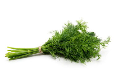 Fresh dill close up on white background