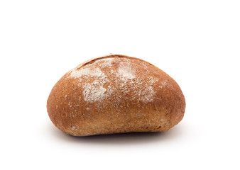 wholemeal bread roll isolated on white background