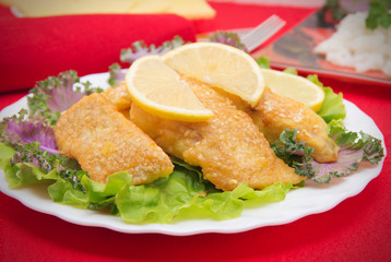 Delicious spiced catfish escalope in sesame
