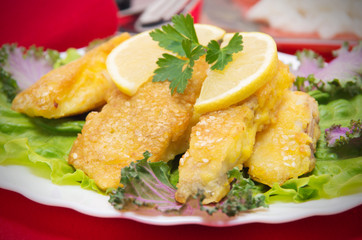 Delicious spiced catfish escalope in sesame