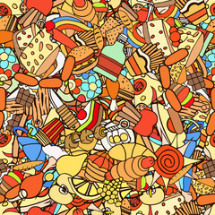 food and sweets seamless pattern