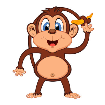 Monkey with banana cartoon