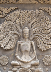 Fototapeta na wymiar sand stone carving of Buddha history