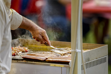 grilled meat outdoor fair with people
