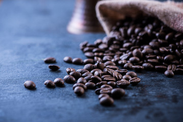 Roasted coffee beans, food background