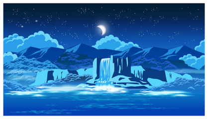Fototapeta premium picturesque waterfall at night