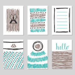 Collection of hand drawn cards and invitations. Trendy posters w