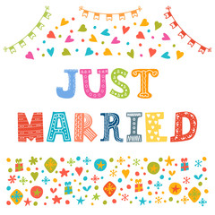 Just married. Cute greeting card