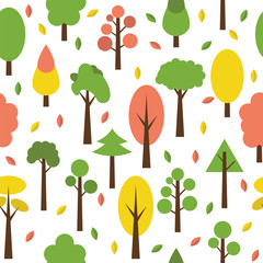 Seamless tree pattern in flat style. Cute background for your de