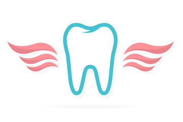 Dentist logo tooth with wings