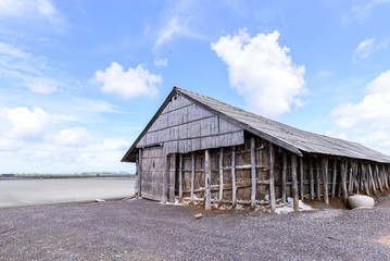 Salt shed for collect dried salt from saline.