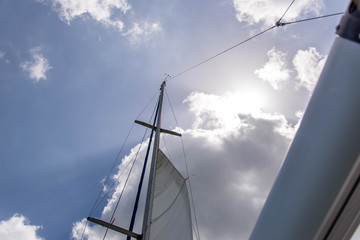 Fototapeta premium sailing yacht in the open ocean