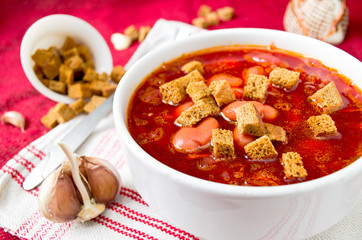 Traditional Ukrainian beetroot soup borsch