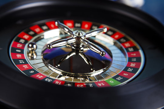 Roulette in casino and Poker Chips