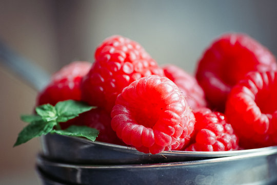 Closeup of fresh raspberries