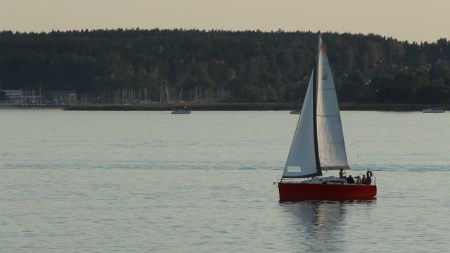 Yachts and boats on lake