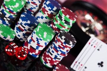 Fototapeta na wymiar Poker Chips on a gaming concept