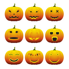 Set of Halloween Pumpkin isolated on white background