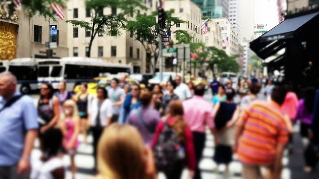 Defocused Crowds on Manhattan Street